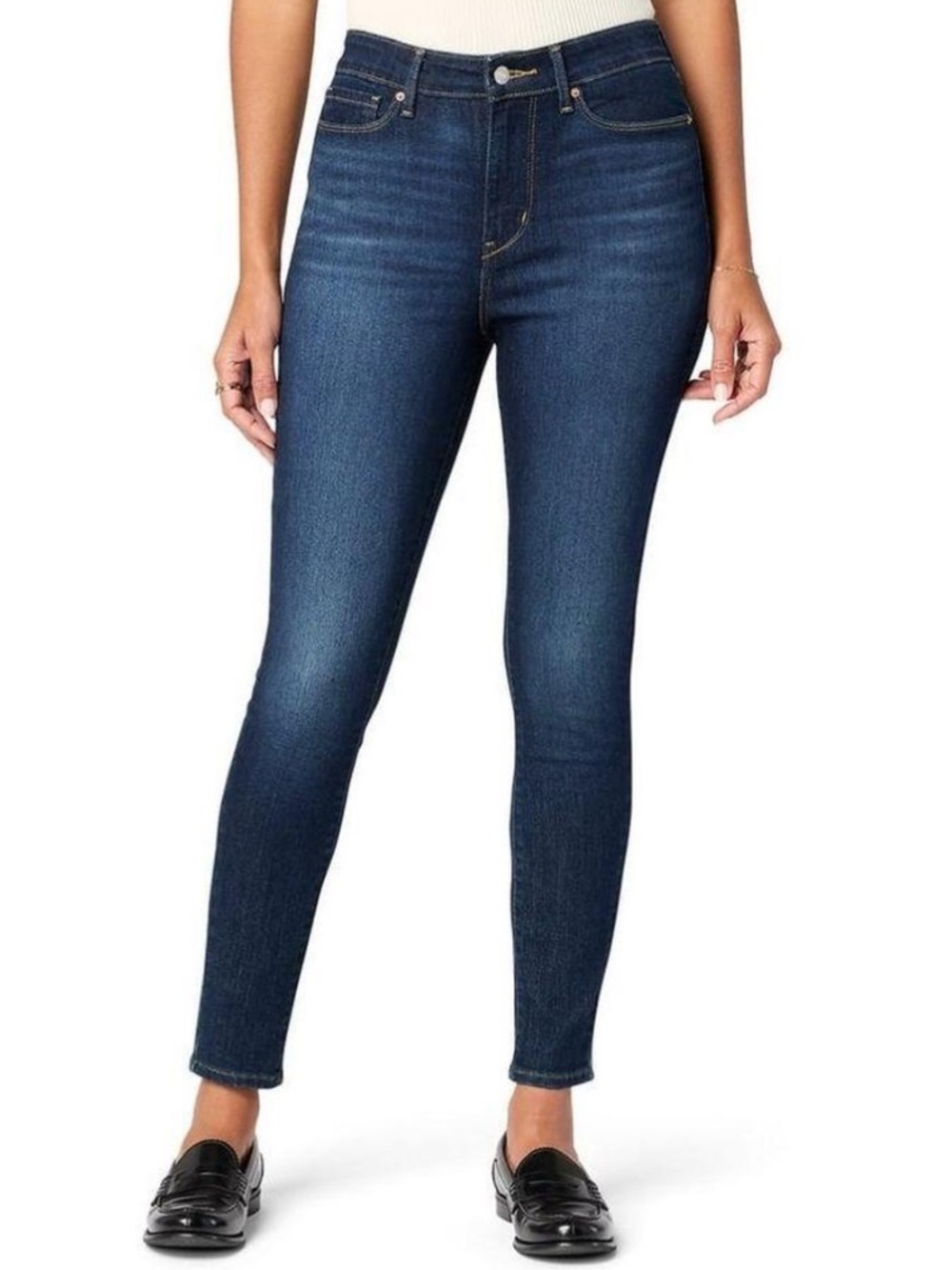 Levis Strauss 711 Skinny Dark Wash Mid Rise Solid Blue Denim Jeans